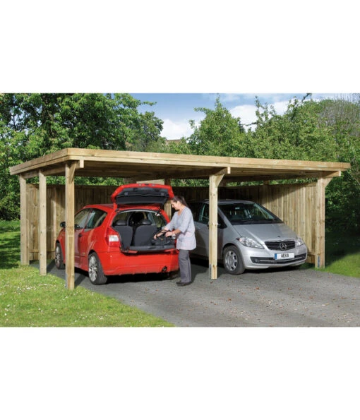 Weka Flachdach-Doppelcarport 618 Gr. 1 -Freien Garten Rabatt Geschäft 1820547 BildFS 001 DoppelcarpOptimaDuoGr1