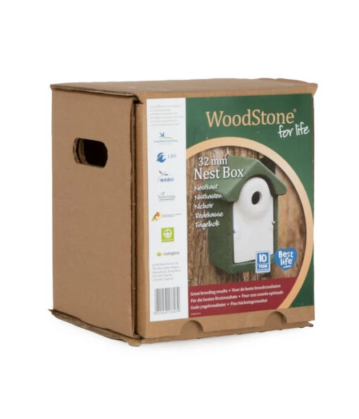 CJ Wildbird WoodStone® Nistkasten Holzbeton, Einflugloch Ca. Ø32 Mm, Grün -Freien Garten Rabatt Geschäft 2020634 WE DE 001 WoodStoneNistkastenHolzbeton32mmGruenVerpackung