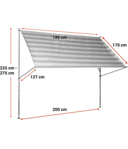 Angerer Klemmmarkise Premium, Gestreift, Ca. B200/H275/T170 Cm -Freien Garten Rabatt Geschäft 2072023 WE BG 001 AngererKlemmmarkisePremium