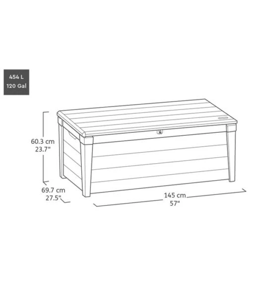 Keter Aufbewahrungsbox Brushwood, 455 Liter, Ca. B145/H60,3/T69,7 Cm -Freien Garten Rabatt Geschäft