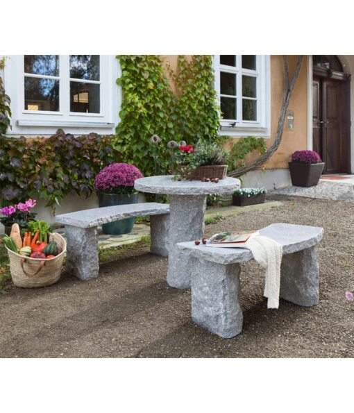 Dehner Granit-Gartenbank, Gebogen, 2-Sitzer -Freien Garten Rabatt Geschäft 2741668 2741676 WE MO 001 GranitTischRundGartenbank