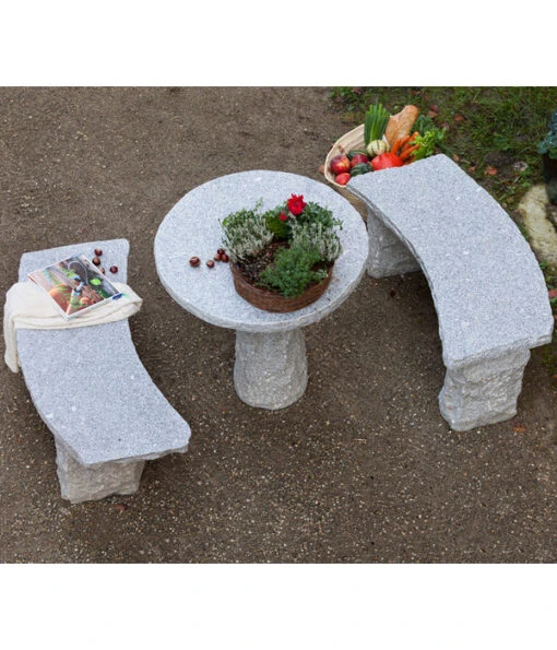 Dehner Granit-Gartenbank, Gebogen, 2-Sitzer -Freien Garten Rabatt Geschäft 2741668 2741676 WE MO 002 GranitTischRundGartenbank