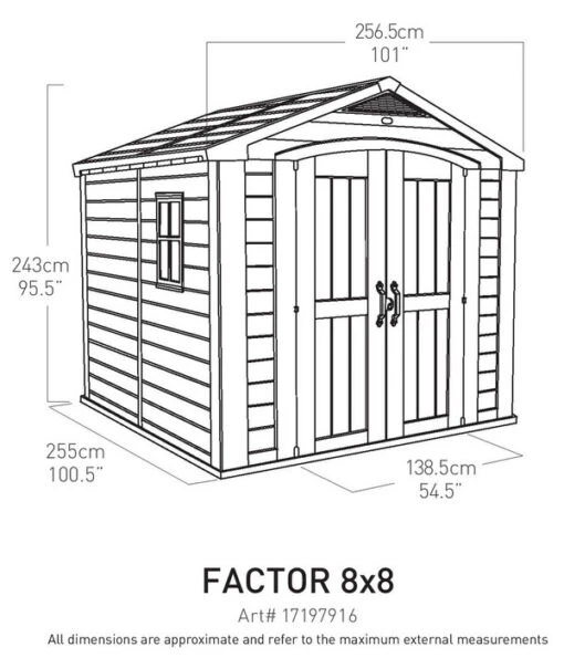 Keter Kunststoffgerätehaus Factor 8x8, Ca. B256,5/H243/T255 Cm -Freien Garten Rabatt Geschäft 3037959 WE BG 001 KeterGeraetehaus