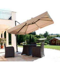 Schneider Classics Sonnenschirm Rhodos, Holzoptik, Quadratisch Ca. B300/T300 Cm -Freien Garten Rabatt Geschäft 3927571 BildM 002 SchneiderSonnenschirmRhodosAmpelschirmRhodosNatur