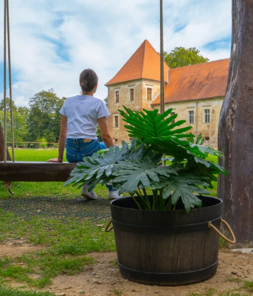 Roto Kunststoff-Fass Mambo Mit Griff, Rund, Braun, Ca. Ø59/H30 Cm -Freien Garten Rabatt Geschäft 4141644 WE MO 001 RotoTopfMambo