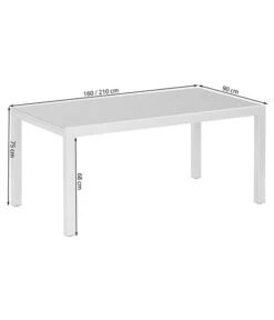 Dehner Ausziehtisch Chicago, Ca. B160-210/H74/T90 Cm -Freien Garten Rabatt Geschäft 4210381 WE DE 002 SkizzeTischChicago