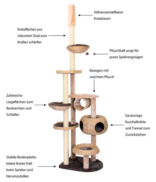 Dehner Kratzbaum Liv, Ca. B100/H247-272/T56 Cm -Freien Garten Rabatt Geschäft 4289971 WE IG 001 DehnerMarkenqualitaetKatzenkratzbaumLiv