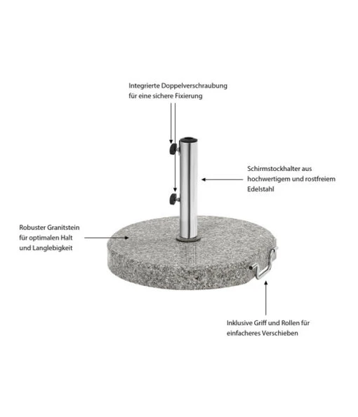 Dehner Granit-Schirmständer, 30 Kg -Freien Garten Rabatt Geschäft 4409983 WE IG 001 SchirmstaenderRund