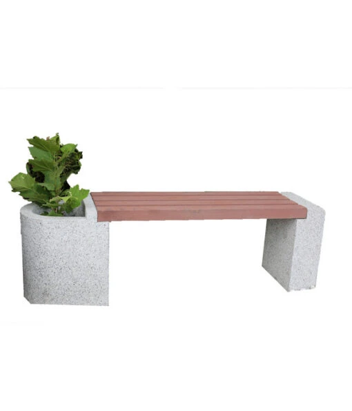 Dehner Granit-Gartenbank, Ca. B145/H45/T35 Cm, Grau/braun -Freien Garten Rabatt Geschäft 4451605 WE FS 001 DehnerGranitGartenBankMitWPCBepflanzkasten