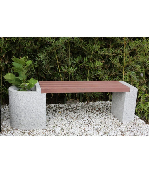 Dehner Granit-Gartenbank, Ca. B145/H45/T35 Cm, Grau/braun -Freien Garten Rabatt Geschäft 4451605 WE MO 001 DehnerGranitGartenBankMitWPCBepflanzkasten