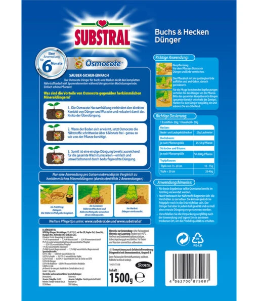 Substral® Osmocote® Buchs & Hecken Dünger, 1,5 Kg -Freien Garten Rabatt Geschäft 5170147 WE DE 001 SubstralOsmocoteBuchsundHeckenDuenger