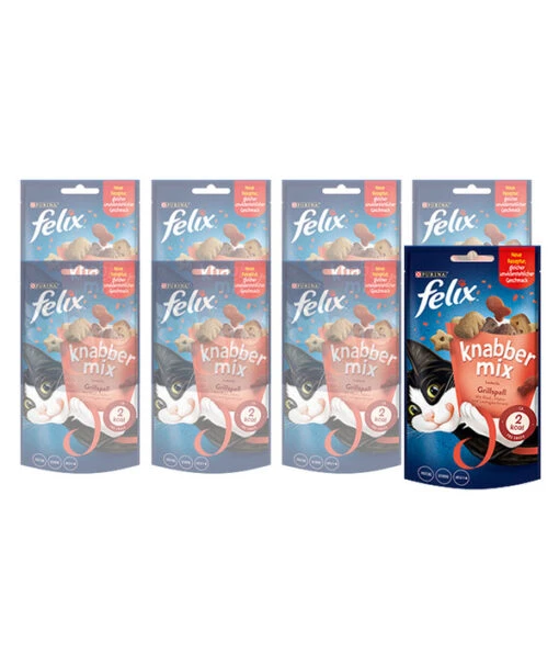 PURINA Felix® Katzensnack KnabberMix Grillspaß, 8 X 60 G -Freien Garten Rabatt Geschäft