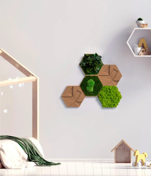 StyleGREEN Bilder-Set Aus Moos Und Kork, Hexagon, 5-teilig -Freien Garten Rabatt Geschäft