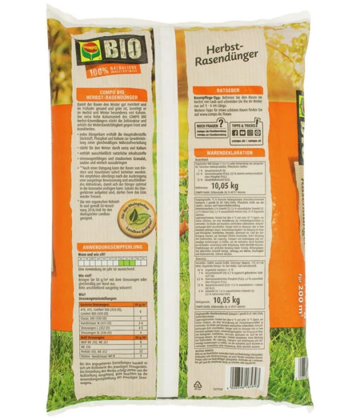 COMPO BIO Herbst-Rasendünger, 10,05 Kg -Freien Garten Rabatt Geschäft 6622112 WE DE 002 CompoBioHerbstRasenduenger