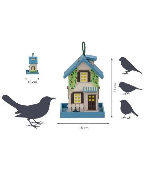 Dobar® Wildlife Vogelhaus Spring, Kiefer, Blau/weiß, Ca. B18/H23/T18 Cm -Freien Garten Rabatt Geschäft 6689566 6689574 6689582 6689590 6689608 WE DE 000 Massgrafik DobarWVWesternVHSpringSchoolCafeWelcomeRestaurant