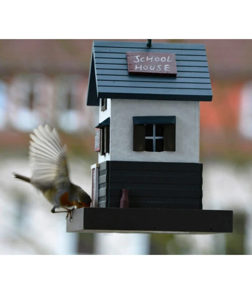 Dobar® Wildlife Vogelhaus School, Kiefer, Schwarz/weiß, Ca. B18/H23/T18 Cm -Freien Garten Rabatt Geschäft 6689574 WE MO 005 DobarWVWesternVogelhausSchool