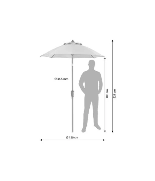 Dehner Sonnenschirm Vido, Rund, Ca. Ø150 Cm -Freien Garten Rabatt Geschäft 6702963 WE BG 001 SchirmVidoHellgrau