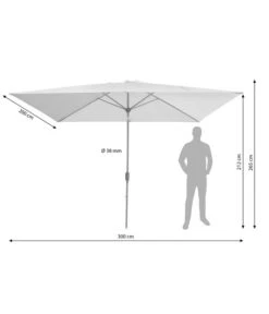 Dehner Sonnenschirm Samos, Rechteckig, Ca. B300/T200 Cm -Freien Garten Rabatt Geschäft 6703003 WE BG 001 SonnenSchirmSamos2x3mHellgrau