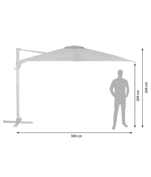 Dehner Ampelschirm Zypern, Holzoptik, Quadratisch, Ca. B300/T300 Cm -Freien Garten Rabatt Geschäft 6703094 WE DE 001 SkizzeAmpelschirmZypernEckig