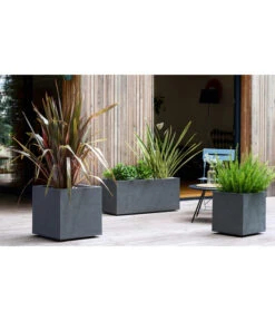 EDA-plastiques Kunststoff-Topf Basalt, Quadratisch, Anthrazit, Ca. B39,5/H43,5/T39,5 Cm -Freien Garten Rabatt Geschäft 6763973 6763965 WE MO 003 KunststoffTopfKunststoffKastenBasalt