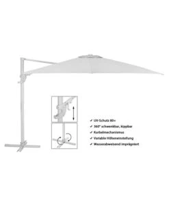 Dehner Ampelschirm Zypern, Holzoptik, Quadratisch, Ca. B300/T300 Cm -Freien Garten Rabatt Geschäft 6865422 6865562 WE IG 001 DehnerAmpelschirmZypernHolzekig