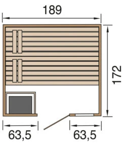 Weka Sauna Valida Plus Mit Glastür Und Fenster Inkl. Ofen, Ca. B189/H204/T172 Cm -Freien Garten Rabatt Geschäft 6914592 WE DE 001 WekaSaunaValidaGrundriss