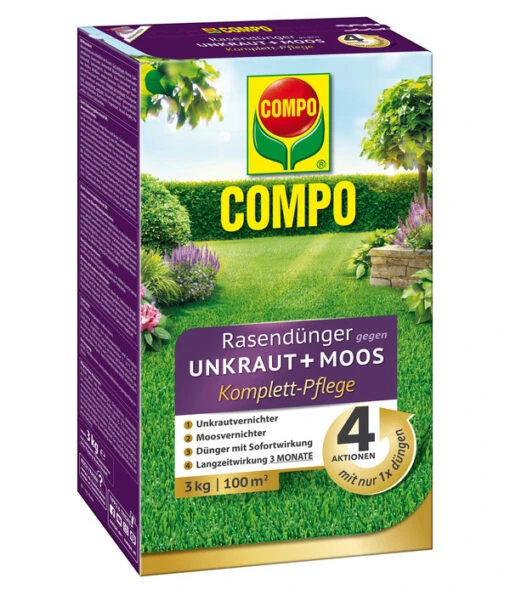 COMPO Floranid® Rasendünger Gegen Unkraut + Moos 4in1 -Freien Garten Rabatt Geschäft 6937411 WE FS 002 COMPOFloranidRasendungergegenUnkrautMoos4in1