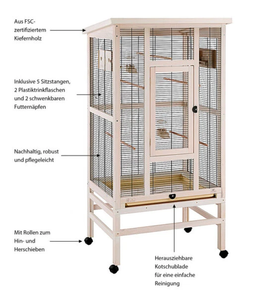 Ferplast Vogelvoliere Wilma, Hellbraun, Ca. B83/H158/T67 Cm -Freien Garten Rabatt Geschäft 6953145 WE IG 003 FerplastVKWilma