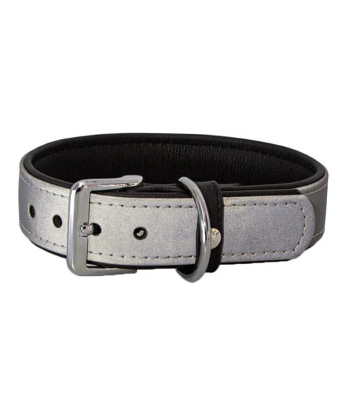 Das Lederband Hundehalsband Style Oslo Silber Reflektierend/Schwarz -Freien Garten Rabatt Geschäft M200009492 WE FS 001 DasLederbandHundehalsbandStyleOsloSilberReflektierendSchwarz